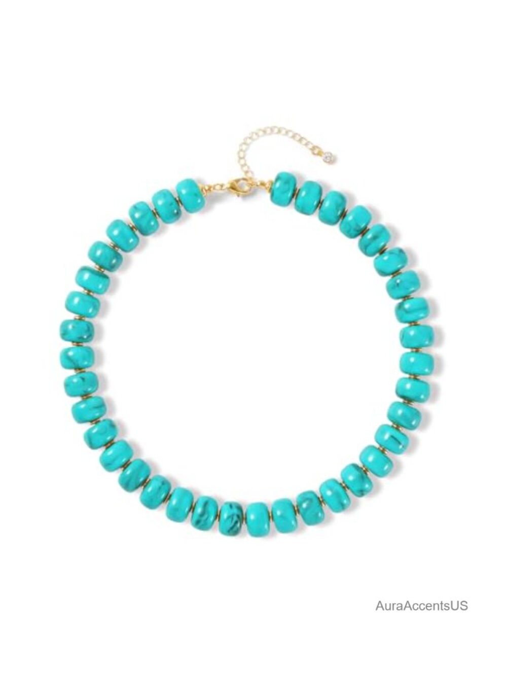 Chunky Resin Beaded Choker Necklace with Gold Plated Brass Lobster Clasp
